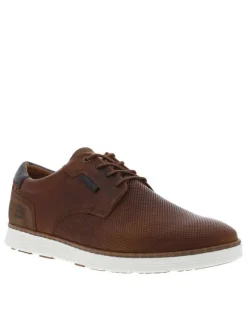 Derbies en cuir marron à semelle sneaker blanche semi compensée et lacets ronds