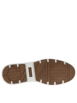 Derbies en cuir marron à semelle sneaker blanche semi compensée et lacets ronds