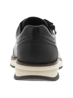 Derbies en cuir noires avec semelle à talon plat et lacets ronds