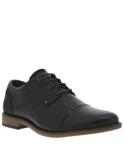 Derbies en cuir noires et marine avec des lacets ronds et un talon plat