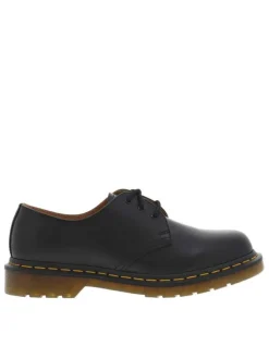 Derbies en cuir noires à talon décroché bas et à lacets ronds