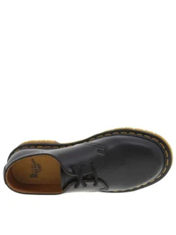 Derbies en cuir noires à talon décroché bas et à lacets ronds