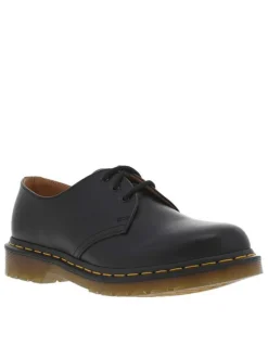 Derbies en cuir noires à talon décroché bas et à lacets ronds