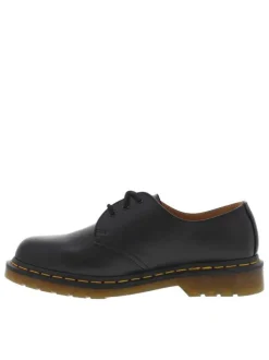 Derbies en cuir noires à talon décroché bas et à lacets ronds