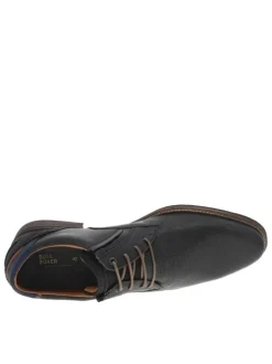 Derbies en cuir noires à talon plat avec fentes sur les côtés et lacets ronds