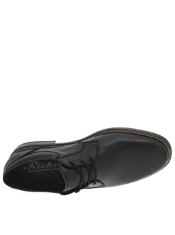 Derbies en cuir noir à talon aspect boisé décroché bas et à lacets ronds enduis