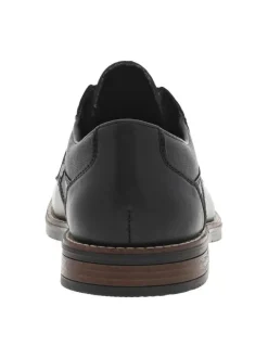 Derbies en cuir noir à talon aspect boisé décroché bas et à lacets ronds enduis
