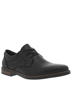 Derbies en cuir noir à talon aspect boisé décroché bas et à lacets ronds enduis