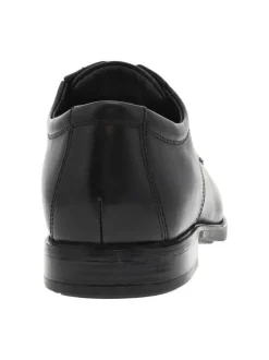 Derbies en cuir noir à talon décroché bas, chaussant ajusté par lacets ronds