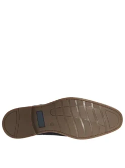 Derbies en cuir nubuck bleu marine avec un talon plat et des lacets ronds