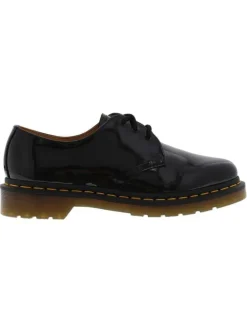 Derbies noires vernies en cuir avec talon plat