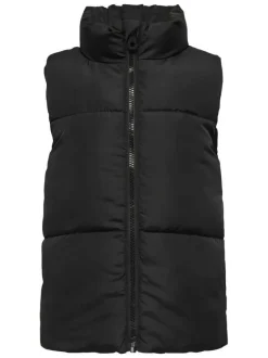 Doudoune noire imprimé avec une coupe droite et un col montant