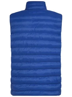 Doudoune bleu électrique unie droite matelassée à col montant zippée