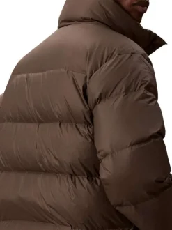 Doudoune kaki unie coupe ajustée col montant avec fermeture zippée