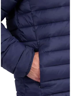 Doudoune marine unie avec une coupe droite et aspect matelassé