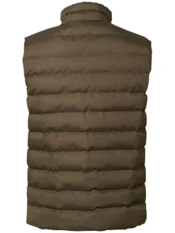 Doudoune matelassée marron sans manches à col montant et fermeture zippée