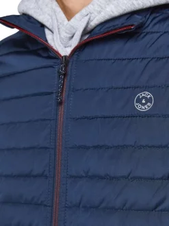 Doudoune matelassée sans manches MULTI BODYWARMER COLLAR marine coupe droite et col montant zippé avec logo sur la poitrine