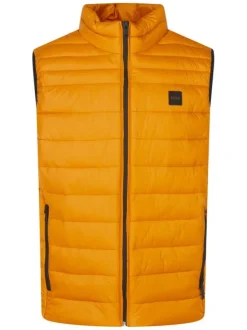 Doudoune orange unie à coupe droite avec un col montant et patch de la marque