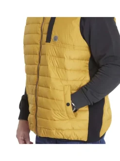 Doudoune sans manches jaune matelassée avec une coupe droite et un col montant
