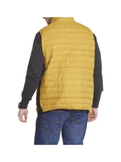 Doudoune sans manches jaune matelassée avec une coupe droite et un col montant