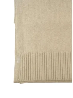 Echarpe beige unie avec étiquette de la marque ton sur ton et bord-côte