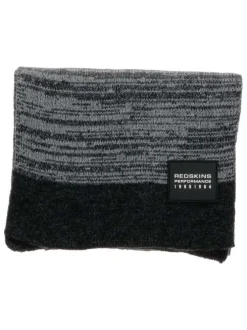 Echarpe grise en maille moulinée avec patch de la marque cousu