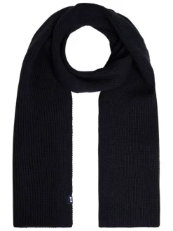 Echarpe marine en maille tricotée ornée du patch de la marque