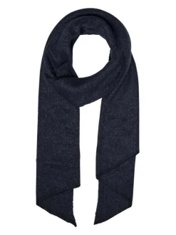Echarpe marine unie avec fils en lurex all-over