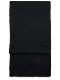 Echarpe noire en maille tricotée effet lainage pourvue de bords côtelés