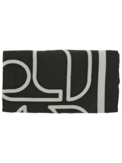 Echarpe noire et blanche avec des imprimée et logo de la marque