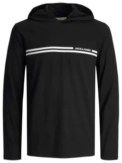 Ensemble de jogging loungewear noir uni coupe fermée avec bandes blanches et branding