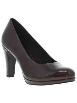 Escarpins bordeaux en simili cuir vernis à talon décroché haut