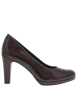 Escarpins bordeaux en simili cuir vernis à talon décroché haut
