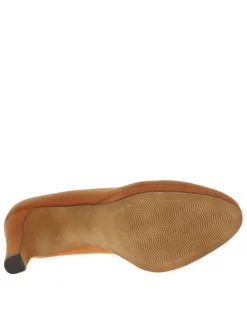 Escarpins camel en simili cuir suédine à talon décroché haut