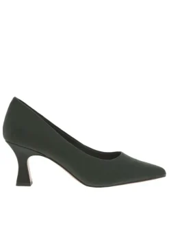 Escarpins décolleté aspect kaki, semelle à talon bobine décroché moyen