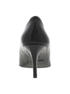 Escarpins décolleté simple en cuir noir à semelle antidérapante à talon aiguille