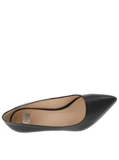 Escarpins décolleté simple en cuir noir à semelle antidérapante à talon aiguille