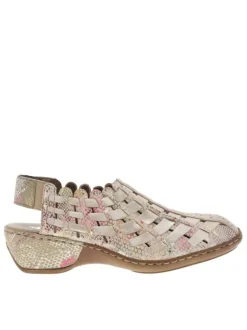 Escarpins en cuir multicolores à talon compensé avec bande élastiquée