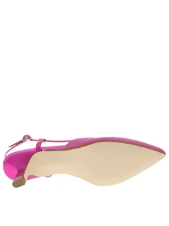 Escarpins en cuir nubuck fuchsia aspect métallisé à talon décroché moyen