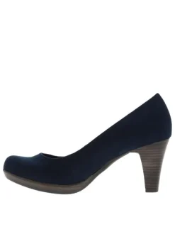 Escarpins marine avec talon bottier et décolleté arrondi effet cuir suède all over