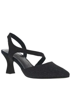 Escarpins marine à paillettes avec semelle noire et talon décroché moyen