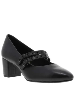 Escarpins noirs avec semelle à talon décroché moyen et brides