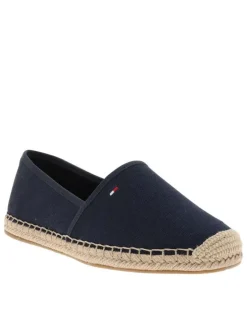 Espadrilles bleu marine avec un talon plat et un petit soufflet élastiqué