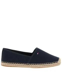 Espadrilles bleu marine avec un talon plat et un petit soufflet élastiqué
