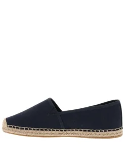 Espadrilles bleu marine avec un talon plat et un petit soufflet élastiqué