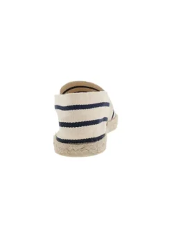 Espadrilles femme à rayures écrues et semelle de corde