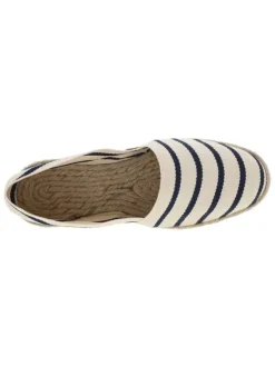 Espadrilles femme à rayures écrues et semelle de corde