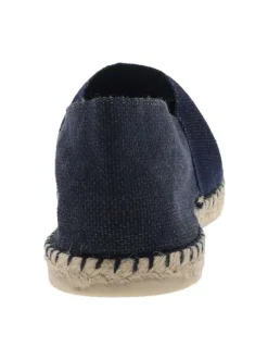 Espadrilles mixtes en tissu marine avec une semelle plate et Slip-on