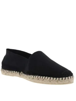 Espadrilles mixtes noires unies avec un style décontracté et Slip-On
