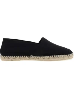 Espadrilles mixtes noires unies avec un style décontracté et Slip-On